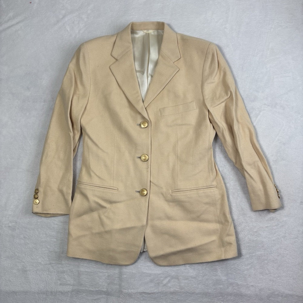VTG Pietrafesa Studio 121 Camel Hair Tan Blazer Long Sleeve Suit Jacket Womens 4